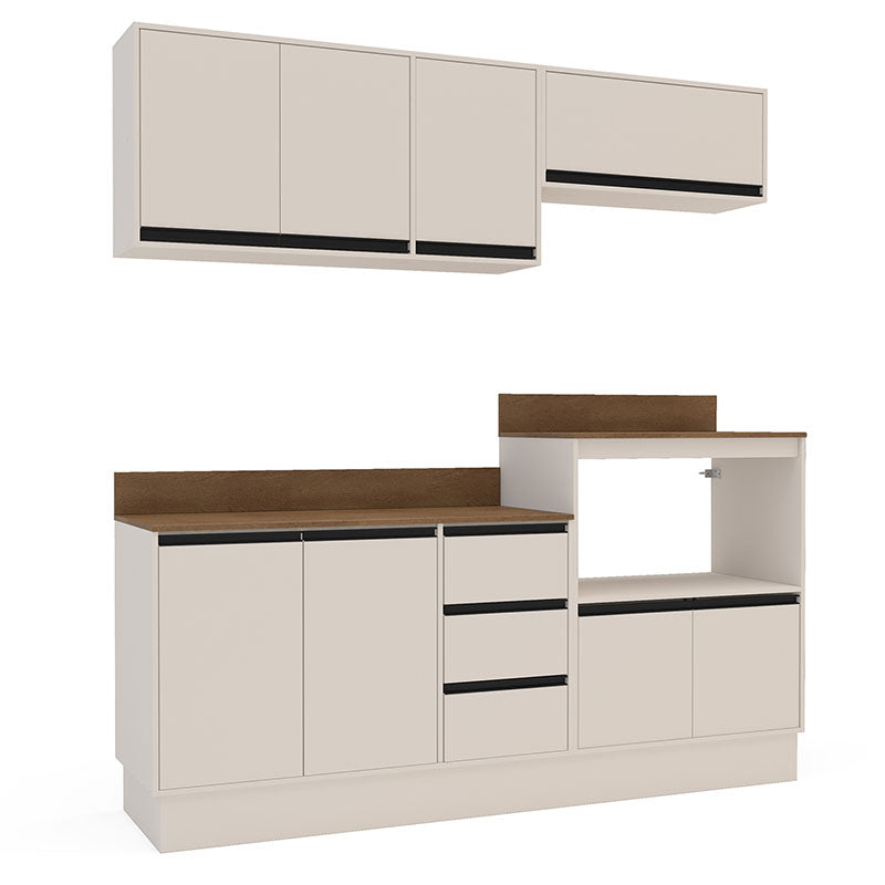 Cocina Modular Koya Con Auxiliar 8 Puertas Y 3 Cajones - Beige