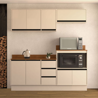 Cocina Modular Koya Con Auxiliar 8 Puertas Y 3 Cajones - Beige