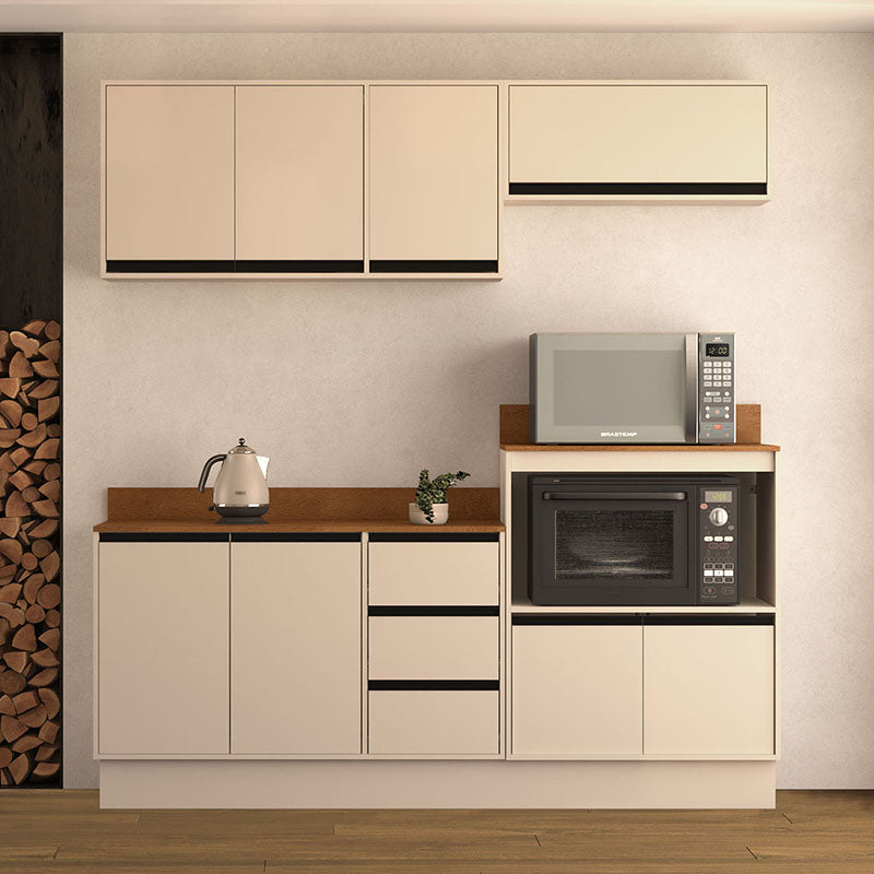 Cocina Modular Koya Con Auxiliar 8 Puertas Y 3 Cajones - Beige