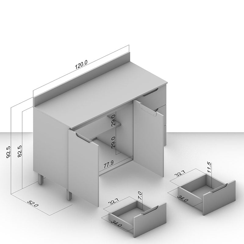 Mueble Base Meena 2 Puertas 3 Cajones Blanco