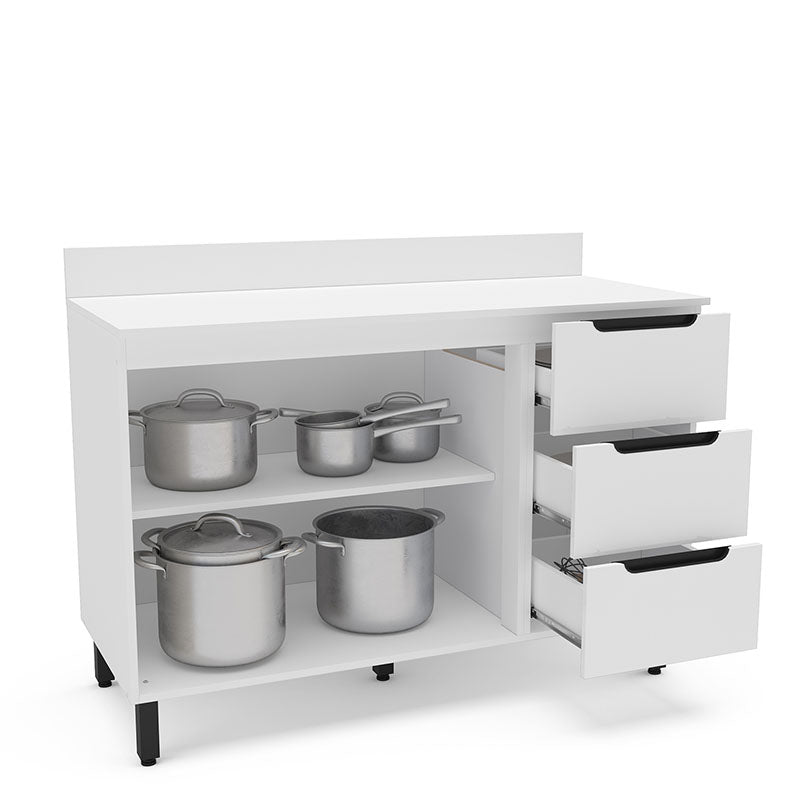 Mueble Base Meena 2 Puertas 3 Cajones Blanco