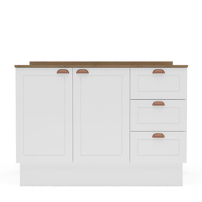 Mueble Base Perola 2 Puertas 3 Cajones Blanco/Café