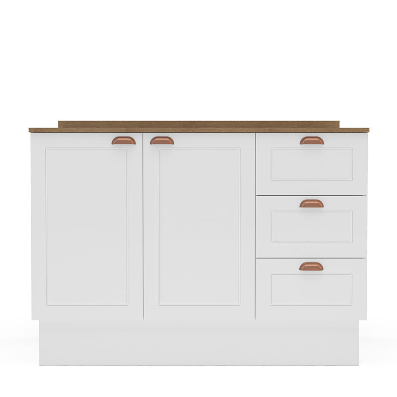 Mueble Base Perola 2 Puertas 3 Cajones Blanco/Café