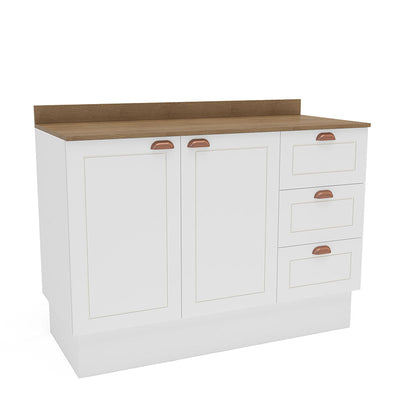 Mueble Base Perola 2 Puertas 3 Cajones Blanco/Café