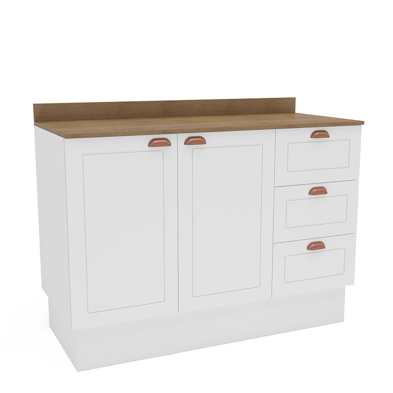 Mueble Base Perola 2 Puertas 3 Cajones Blanco/Café