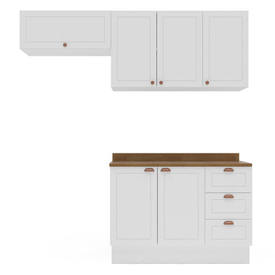 Cocina Modular Perola Royal 6 Puertas 3 Cajones Blanco/Café