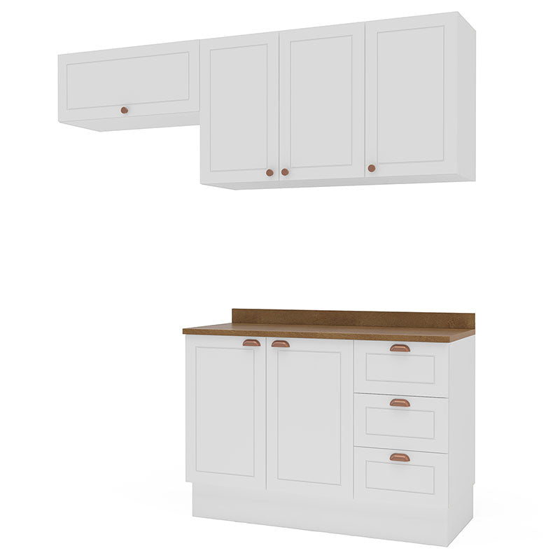 Cocina Modular Perola Royal 6 Puertas 3 Cajones Blanco/Café