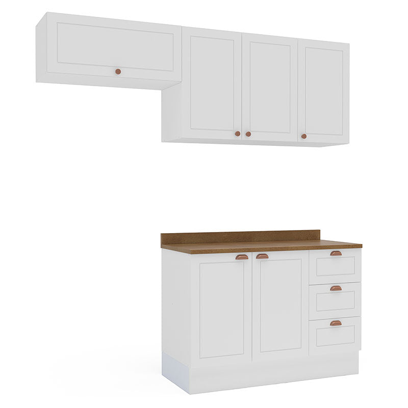 Cocina Modular Perola Royal 6 Puertas 3 Cajones Blanco/Café