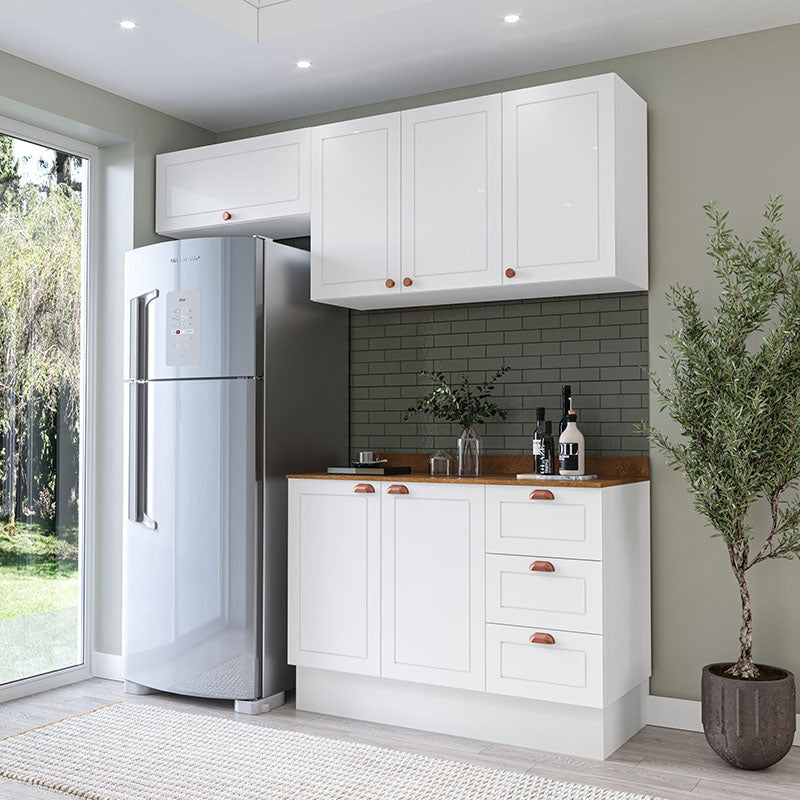 Cocina Modular Perola Royal 6 Puertas 3 Cajones Blanco/Café