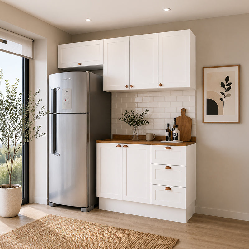 Cocina Modular Perola Royal 6 Puertas 3 Cajones Blanco/Café