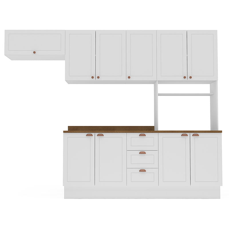 Cocina Modular Perola Royal 10 Puertas 3 Cajones Blanco/Café