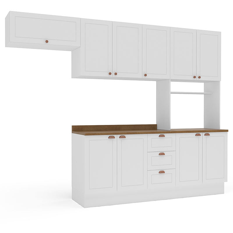 Cocina Modular Perola Royal 10 Puertas 3 Cajones Blanco/Café