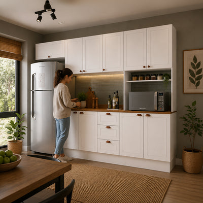 Cocina Modular Perola Royal 10 Puertas 3 Cajones Blanco/Café