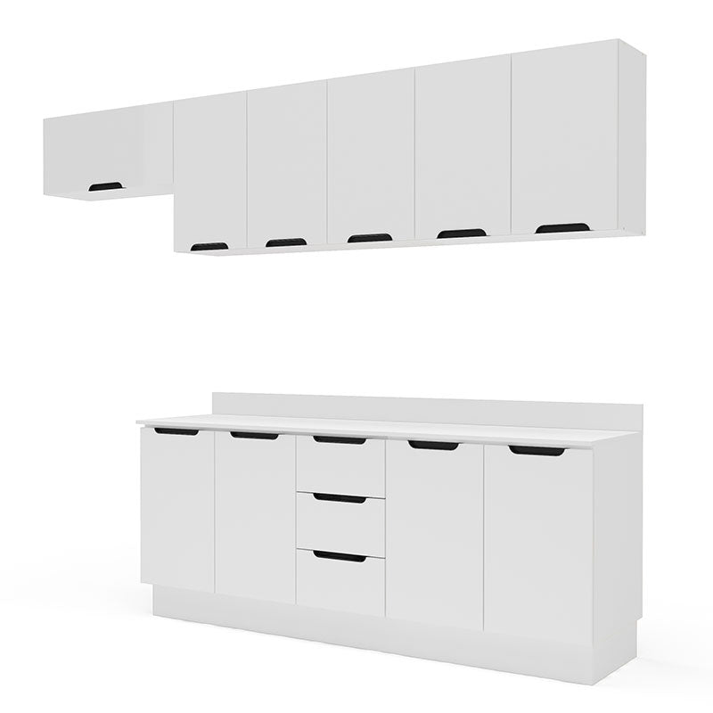 Cocina Modular Meena Delta 10 Puertas 3 Cajones Blanco