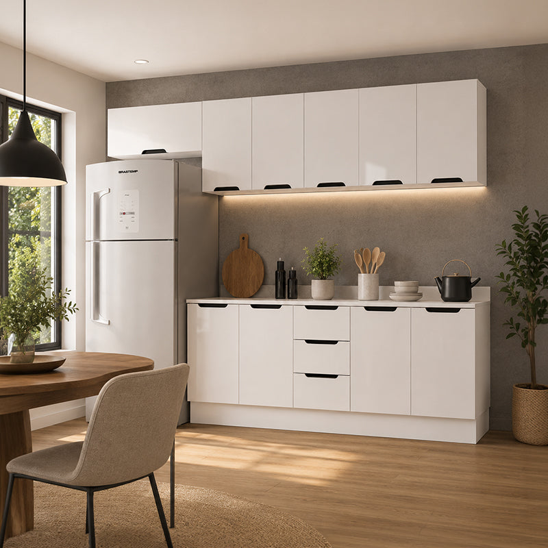 Cocina Modular Meena Delta 10 Puertas 3 Cajones Blanco