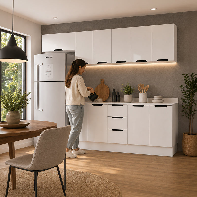 Cocina Modular Meena Delta 10 Puertas 3 Cajones Blanco