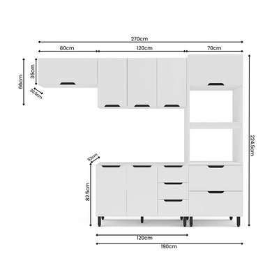 Cocina Modular Meena Delta 8 Puertas 4 Cajones Blanco