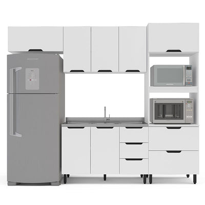 Cocina Modular Meena Delta 8 Puertas 4 Cajones Blanco