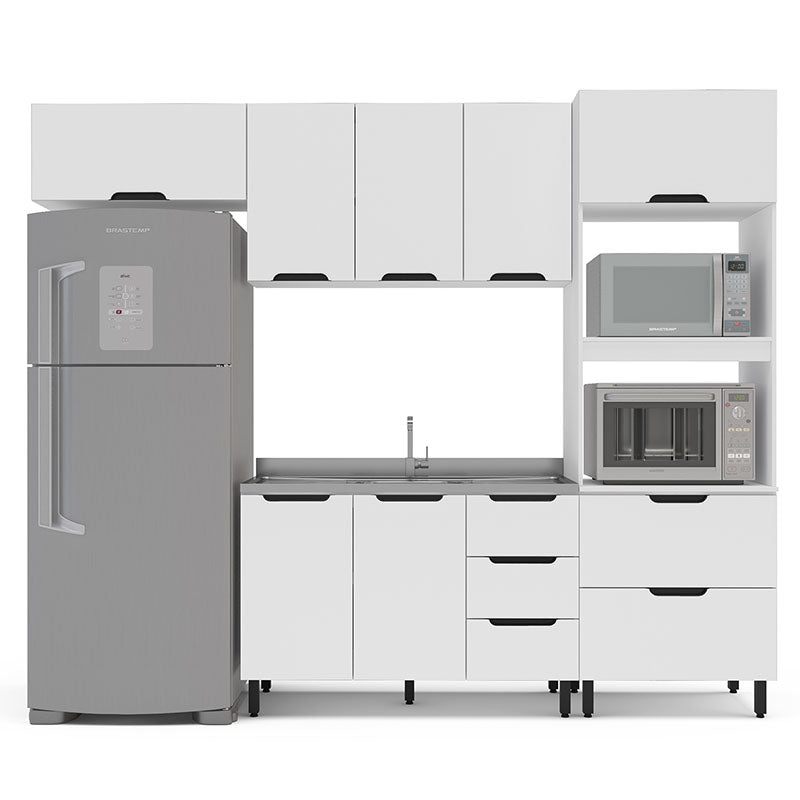 Cocina Modular Meena Delta 8 Puertas 4 Cajones Blanco