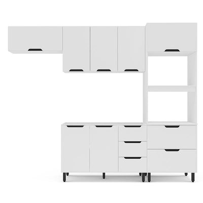 Cocina Modular Meena Delta 8 Puertas 4 Cajones Blanco