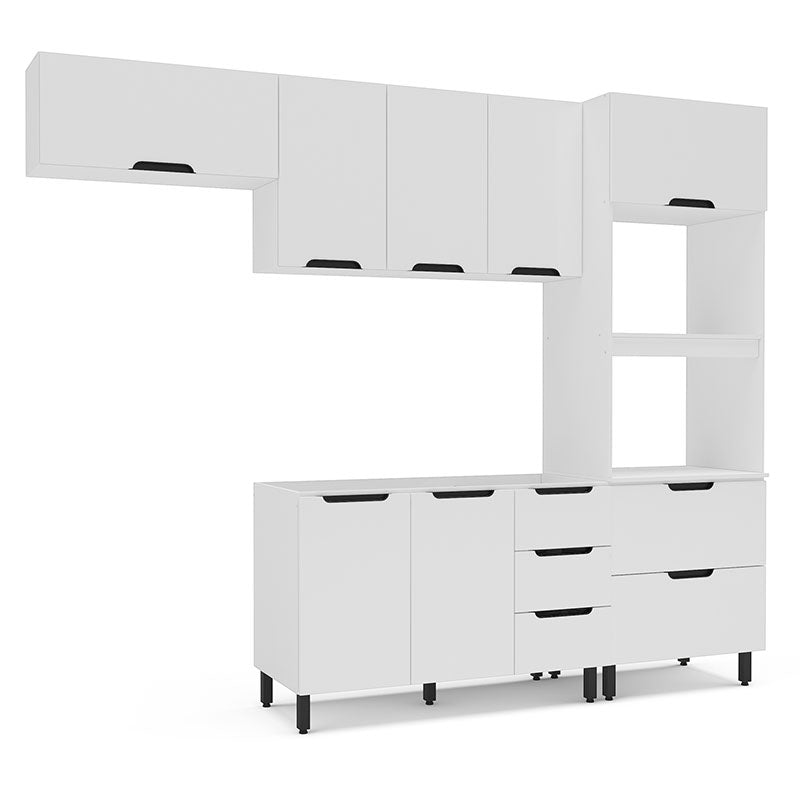 Cocina Modular Meena Delta 8 Puertas 4 Cajones Blanco