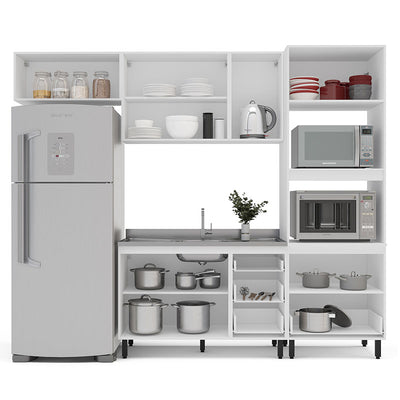 Cocina Modular Meena Delta 8 Puertas 4 Cajones Blanco