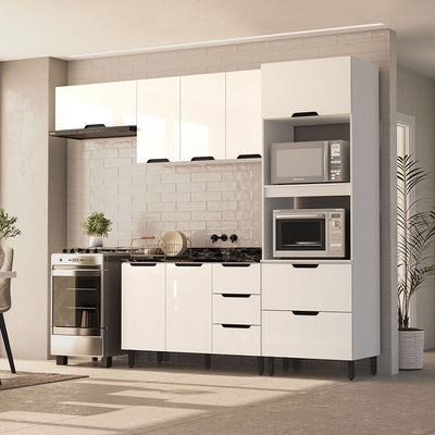 Cocina Modular Meena Delta 8 Puertas 4 Cajones Blanco