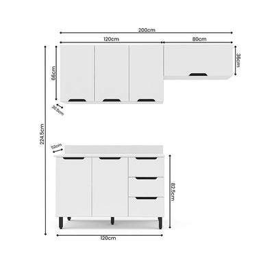 Cocina Modular Meena Delta 6 Puertas 3 Cajones Blanco