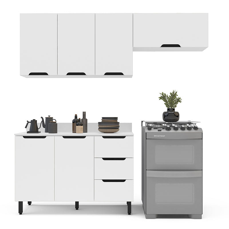 Cocina Modular Meena Delta 6 Puertas 3 Cajones Blanco