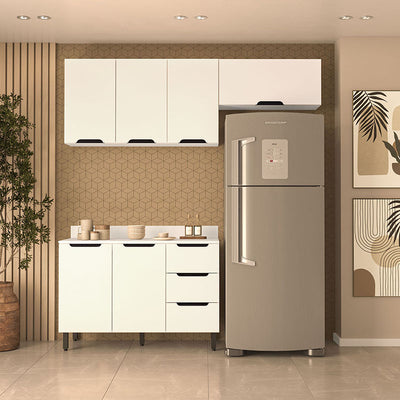 Cocina Modular Meena Delta 6 Puertas 3 Cajones Blanco