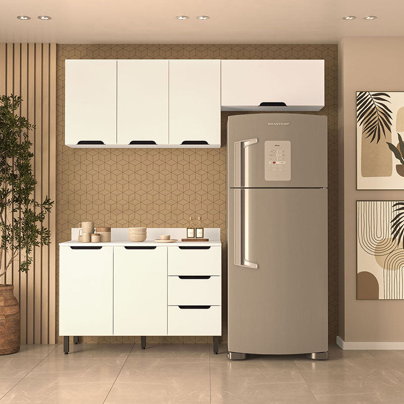 Cocina Modular Meena Delta 6 Puertas 3 Cajones Blanco
