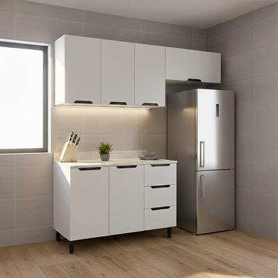 Cocina Modular Meena Delta 6 Puertas 3 Cajones Blanco