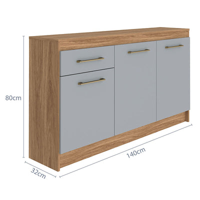 Mueble Cocina Base Alba 3 Puertas 1 Cajon Café/Gris