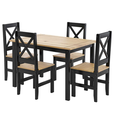 Comedor Madera Lucia Negro 4 Sillas
