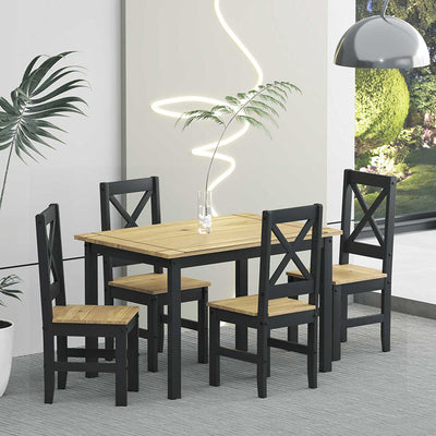 Comedor Madera Lucia Negro 4 Sillas