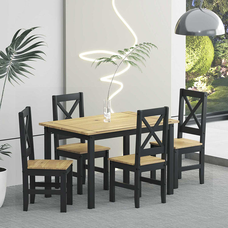 Comedor Madera Lucia Negro 4 Sillas