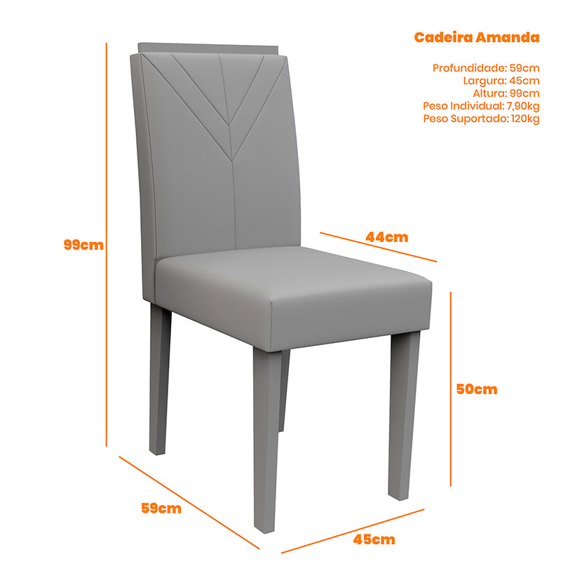 Comedor Vezna Amada Claro 4 Sillas