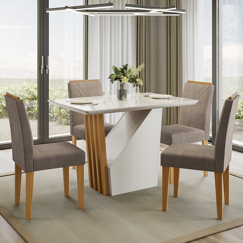 Comedor Vezna Amada Gris 4 Sillas