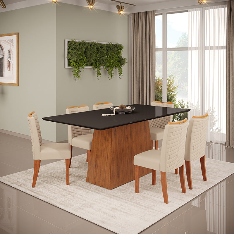 Comedor 180 Dulce Julia 6 Sillas Negro