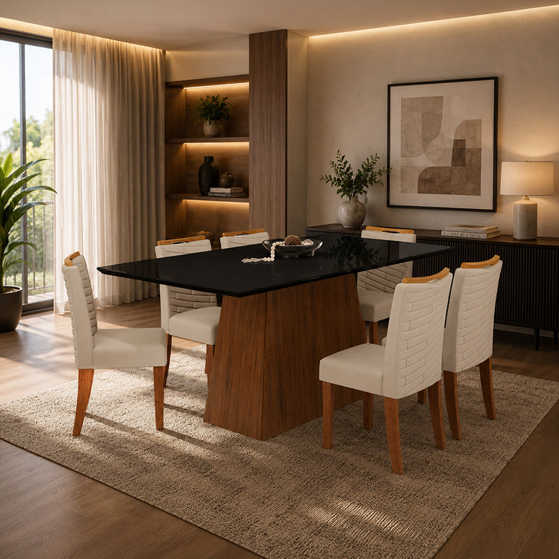 Comedor 180 Dulce Julia 6 Sillas Negro