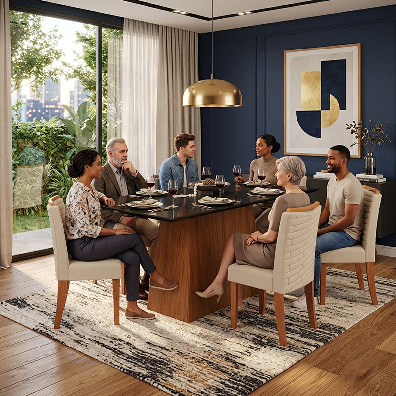 Comedor 180 Dulce Julia 6 Sillas Negro