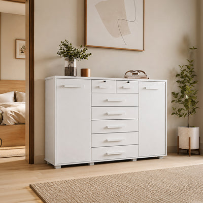 Cómoda Fontana Blanco 2 Puertas 7 Cajones
