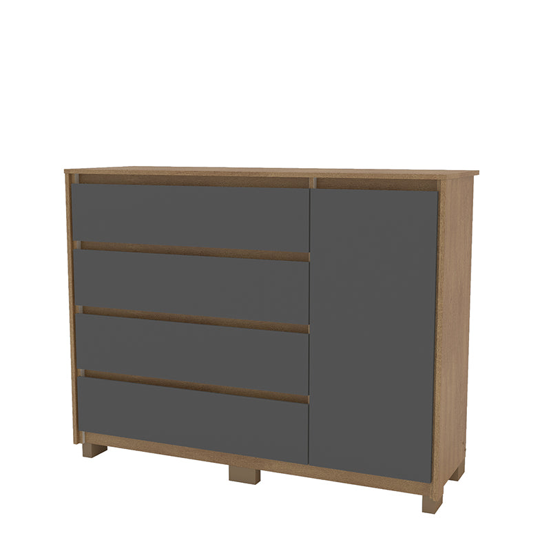 Cómoda Coimbra Gris 4 Cajones 1 Puerta