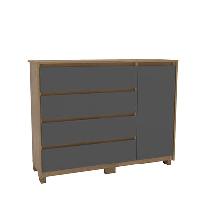 Cómoda Coimbra Gris 4 Cajones 1 Puerta
