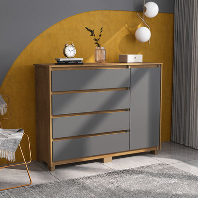 Cómoda Coimbra Gris 4 Cajones 1 Puerta