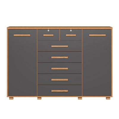 Cómoda Fontana Gris 2 Puertas + 7 Cajones