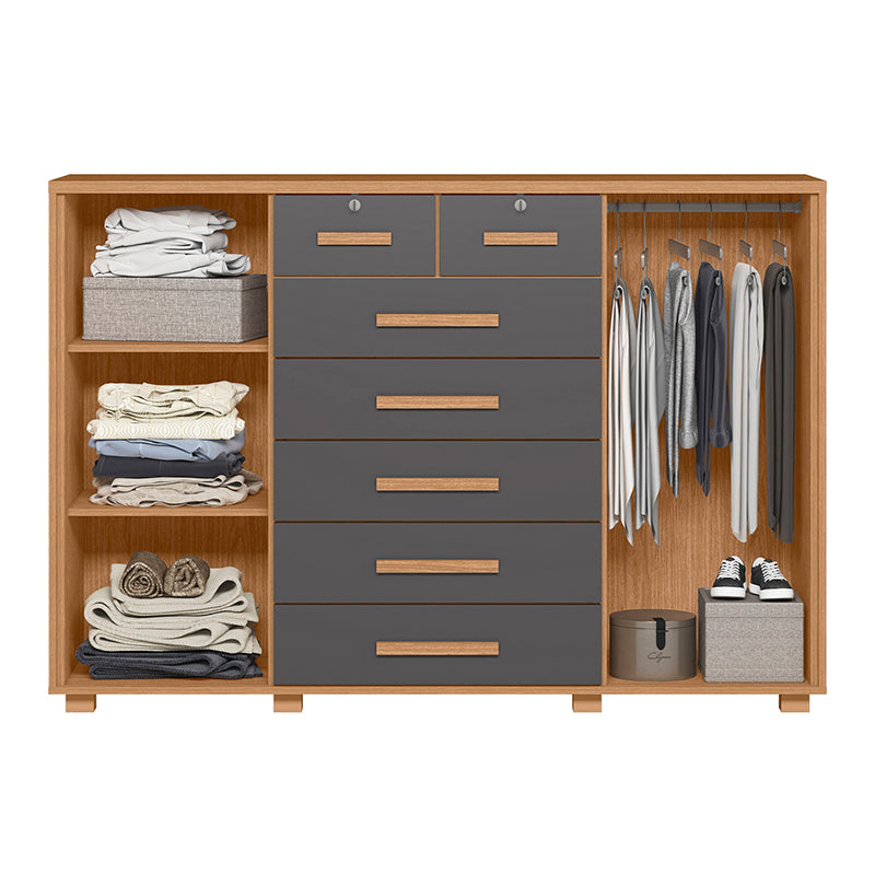 Cómoda Fontana Gris 2 Puertas + 7 Cajones