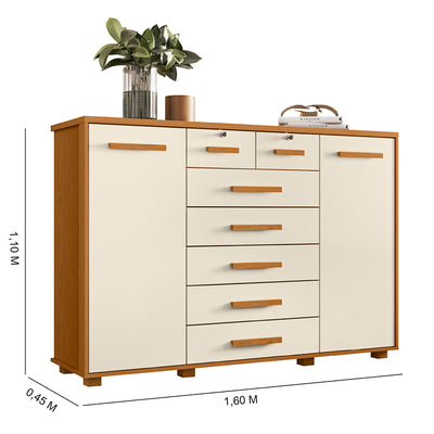 Cómoda Fontana Beige 2 Puertas 7 Cajones