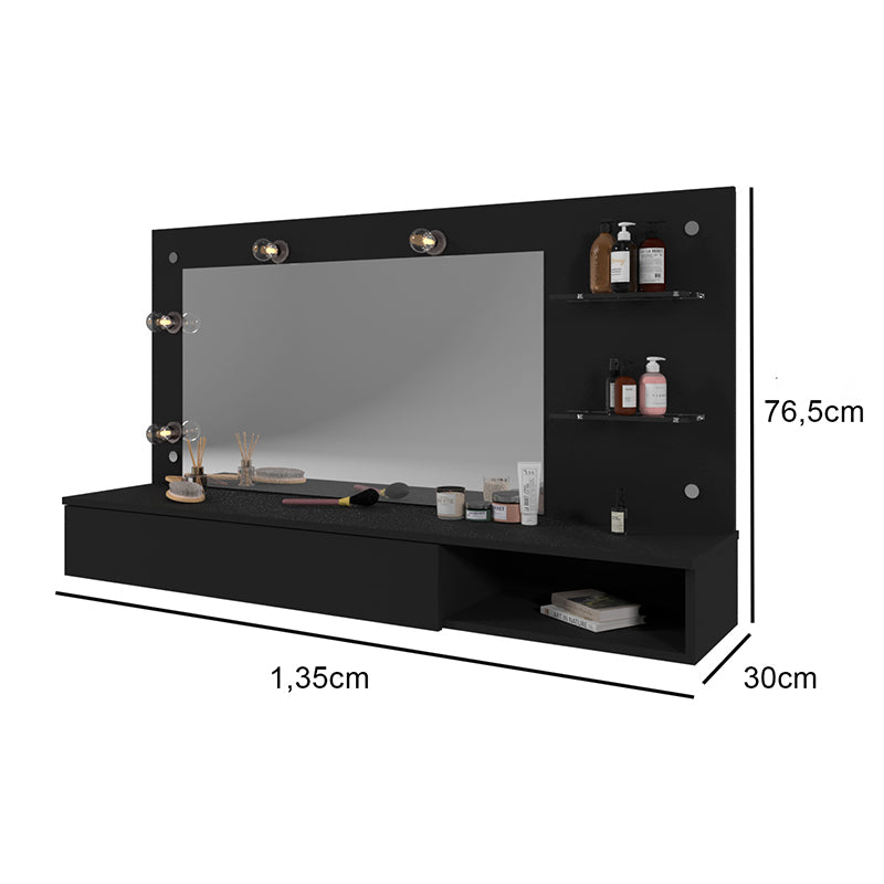 Tocador Aéreo Lumiere Negro 1 Cajón