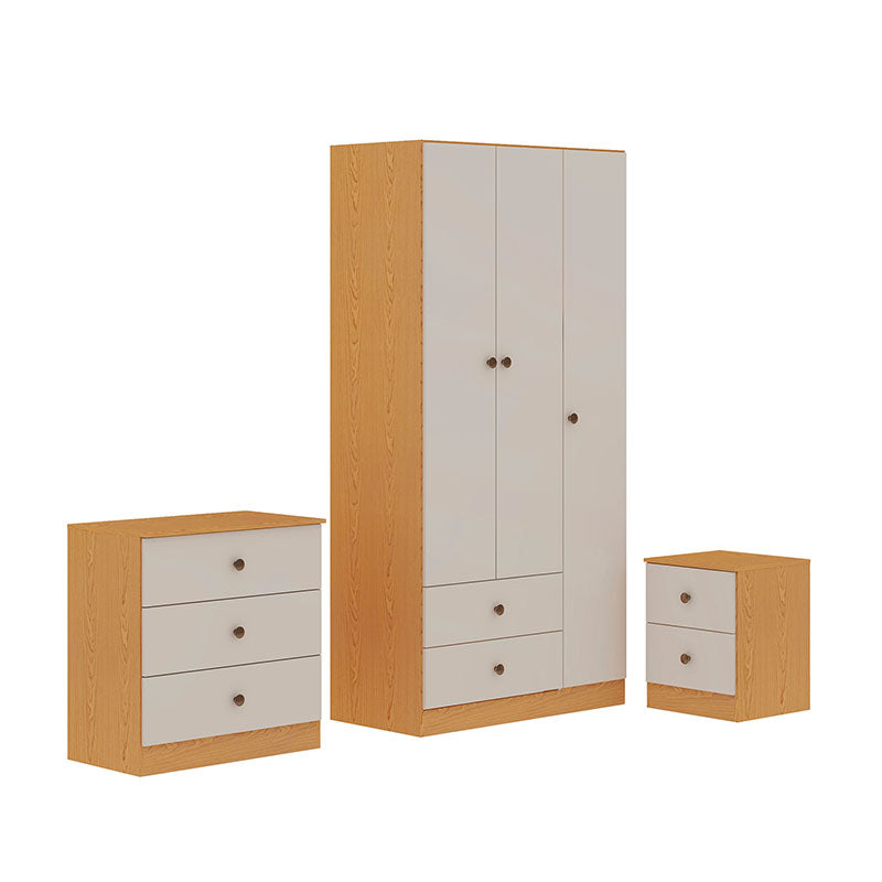 Set Clóset 3 Puertas 2 Cajones + Cómoda 3 Cajones + Velador 2 Cajones